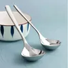 Spoons Large Capacity Thickened Big Head Silver Spoon Stainless Steel Soup Porridge Drinking Coffee Dessert Kitchen Tableware Xmas Gift