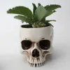 Resin Skeleton Desktop Flower Pot Planter Sculptures Home Garden Office Decor Container Skull Design Model Craft Decoration 240325