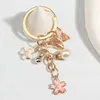 Keychains Lanyards Cute Enamel Keychain Butterfly Flower Pearl Key Ring Mini Star Chains For Women Girls DIY Handmade Jewelry Friendship Gifts Q240403