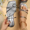Slippers Fashion Spring and Summer Femme Flat Bottom Square Toe Clip Breathable Knot Confortable Christmas
