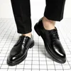 Повседневная обувь модная кожаная джентльмен -стресс мужски для бизнеса ручной черные лоферы Chaussure Party Flats