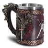 Tassen Nordischer Stil Wikinger Bier Tasse mittelalterlicher Drache Smaug Harz Edelstahl Retro Gothic Tankard Cup Weinglas Party Geschenk