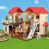 1/12 Bunny Bear Panda Girl Pretend Play Set Childrens Simulation Forest Animal Family 1 12 Scale Dollhouse Furniture Miniature 240403