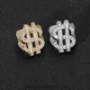 Hip hop jewelry full zircon ring hollowed out dollar symbol hip hop trendsetter personality mens ring