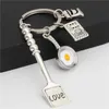 Keychains Lanyards 1pc Cauke Charms Egg Fry Cook Cook Ustensiles Love Lovel Cookbook Key Ring Pastry Chef Foodie Baker Gift Q240403