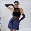 Escenario Wear Y Mesh Latin Dance Bodysuit Sleeveless Dancing Tops Women Ballroom Top Adts Stgae Performance Dwy9429 Drop de entrega Dyvh Dhyvh