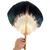 Dekorativa figurer Retro Style Natural Feather Fan Yin Yang Tai Chi Gossip Tassel Trähandtag Hantverk Chinoiserie gåvor Hög kvalitet