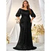 Party Dresses Sexy Women Off Shoulder Short Sleeve 4XL Clothing Elegant Wear Sequined Wedding Evening Prom Cocktail Long Maxi