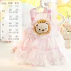 Dog Apparel Spring And Summer Blue Pink Colors Sling Dresses For Pet Cute Lion Clothes Small Items Costume