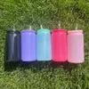 UV DTF Wraps Acrylic 16oz Macaron Colorful Drinking Plastic Can Jelly Color Cold Drink Coffee Mugg med färgglada PP -lock för iskaffe, läsk, pop