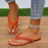 Slippers Lucyever Fashion Crystal Flip Flops Women 2024 Plus Size Flat Heel Beach Woman Non Slip Summer Thong Sandals Female 43