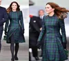 Casual Dresses Princess Kate039s Same Autumn Women039s Lapel Long Sleeve Fashion Blue Check Waist Closing Medium and Tempera7690392