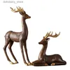 Konst och hantverk Creative Harts Crafts Par of Deer Retro Livin Room Desktop Ornament Senior Statue Lucky Animal Modern Home Accessories Iftl2447