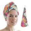 Havlu Suluboya Çiçekleri Sabah Glow Kadın Saç Kurutma Şapka Duş Başlığı Türban Hızlı Kuru Banyo