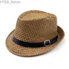 Beauts à bord large seau str panama chapeau homme fedora ceinture vintage trilby sumz jazz fashion hrepwant derby sunhat yq240407