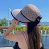 Chapéus de aba larga Chapéus de balde Mulheres da moda Visores de cor sólidos Chapéu de palha Chapéu respirável de sol largo largo Brim Pure Color Beach Hat para acessórios de fantasia 240407