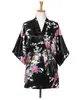 Home Kleding Kleding Dames Peacock Print Japanse Kimono Yukata Silk Satin Short Pyjamas Home Pajamasl2403