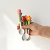 Caops Scoops Dessert Spoon Belle céramique stéréoscopique Tulip Table Varelle Créative Handle Small Multi-Scene adapté à