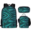 Backpack Cartoon Novelty Polynesian Tribal Tribal 3D Impressão 3pcs/set pupil School Bags Laptop Daypack Lunchag Sags Case de lápis