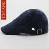 Stingy Brim Hats Cntang 6-Color Classic Solid Casual Basker Fashion Retro Cotton Visor Caps Herren Flat Hat Brand Summer Q240403