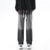 Men's Jeans High Street Style Fashion Brand Loose Straight Drawstring Elastic Waist And Leisure Wide Leg Long Pants