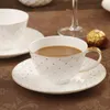 Cups Saucers European Court Pearl Pattern Coffee Cup And Saucer Gold Point Bone China Espresso Home Drinkware 180Ml