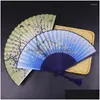 Dekorativa föremål Figurer Vintage Chinese Style Silk Folding Fan Art Craft Gift Wedding Party Dance Tassel Hand Fans Po Props Orn Dheno