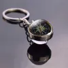 Клайки Lanyards Vintage Compass Jewelry Glass Ball Ball Keyring Keyring Art Keyholder Рождественский подарок (это не настоящий компас) Q240403