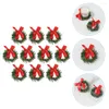 Decorative Flowers 10 Pcs Miniature Christmas Small Wreath Tree Decorations Xmas Napkin Holder Ornament