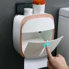 Soportes Montaje de papel higiénico multifuncional Monte de pared impermeable Caja de almacenamiento de tejido para el baño Caja de baño de doble capa Accesorios de baño