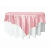 Tableau de table 2024 33 Couleur carrée nappe de superposition en satin Tissu de tissus solides couvrent la fête de mariage El Banquet Decor