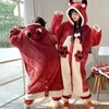 Hemkläder Plush Pyjamas Womens Pyjamas Winter Warm Casual Hooded Pyjamas Söt Anime Fox Rollspel Set Flanell Pajamasl2403