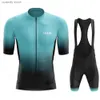 T-shirts voor heren Nieuwe fiets jersey set 2024 Mens kleding zomer korte maat 7 touw ciclismo hombre maillot h240407