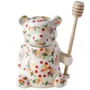 Storage Bottles Ceramic Cute Bear Honey Jar With Lid Candy For Kitchen Spoon Tea Box Accessory Home Decor