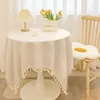 テーブルクロスタッセルテーブルクロスラウンドキッチンランナーキャンプマットティーカバーコットンリネンウェディングダイニングルーム飾り9色