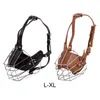Dog Apparel Adjustable PU Leather Muzzle Basket Straps Anti-biting Adjusting Mask For Small Medium Large
