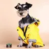 Dog Apparel Stylish Pet Rainwear Skin-friendly Two-leg Yellow Warm Puppy Hooded Rain Jacket Easy-wearing