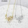 5pcs Zircon Crystal Bowknot Pendant Collier élégant Gold Bijoux de mode Gift Special Gift 240407