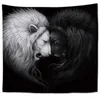 Tapestries 3D Cartoon Lion Tapestry Wandhangen Polyester Dun dier gedrukt Woonkamer Slaapkamer Achtergrond Deken Decor Decor