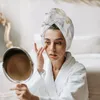 Havlu Soyut Mermer Doku Mikrofiber Hızlı Kuru Saç Lady Cap Emici Kafa Banyo Araçları