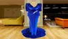 2021 Royal Blue Shede Velvet Avondjurken Half Mouwen Modest V Hals Formele lange prom -jurken RUFFE MOEDER VAN DE BROEM JURK P3939366