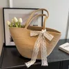 Beach Bags Ladies Single Shoulder Cotton Bag Women's Large Capacity Woven Grass Tote Vacation Summer