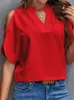 Women's Blouses Women Clothing 2024 Summer Short Sleeve Blouse Casual Loose Chiffon Shirts Off Shoulder Solid Streetwear Office Work Tops