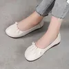 Sapatos casuais feminino de couro feminino calçado de salto baixo