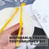 500 brosses à dents jetables jaunes en jaune avec dentifrice - Kit de brosse à dents de voyage enveloppé individuellement pour sans-abri, maison de soins infirmiers, hôtel - approvisionnement en vrac