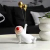 Arts et artisanat Creative Resin Crafts Rabbit allongé Down Lift the Balloon Livin Room Ornement Ornement Cartoon Animaux Statue Home Decorations Iftl2447