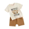 Giyim setleri fhutpw yürümeye başlayan çocuk bebek kıyafetleri yaz kısa kollu mektup üstleri gündelik şort seti 6 12 18 24 ay kıyafetler