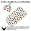 Filtar tecknad färgglad kyckling baby swaddle filt för född mottagning