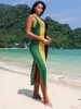 Seksi yaz boho şerit örgü örgü kolsuz mi sahil elbise 2024 kadın tatil gündelik tığ işi bikini örtbaslar q1403