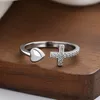 Mode bruiloft verlovingsringen voor vrouwen cz zirkon cross love hart open size ring voor mannen gouden ring